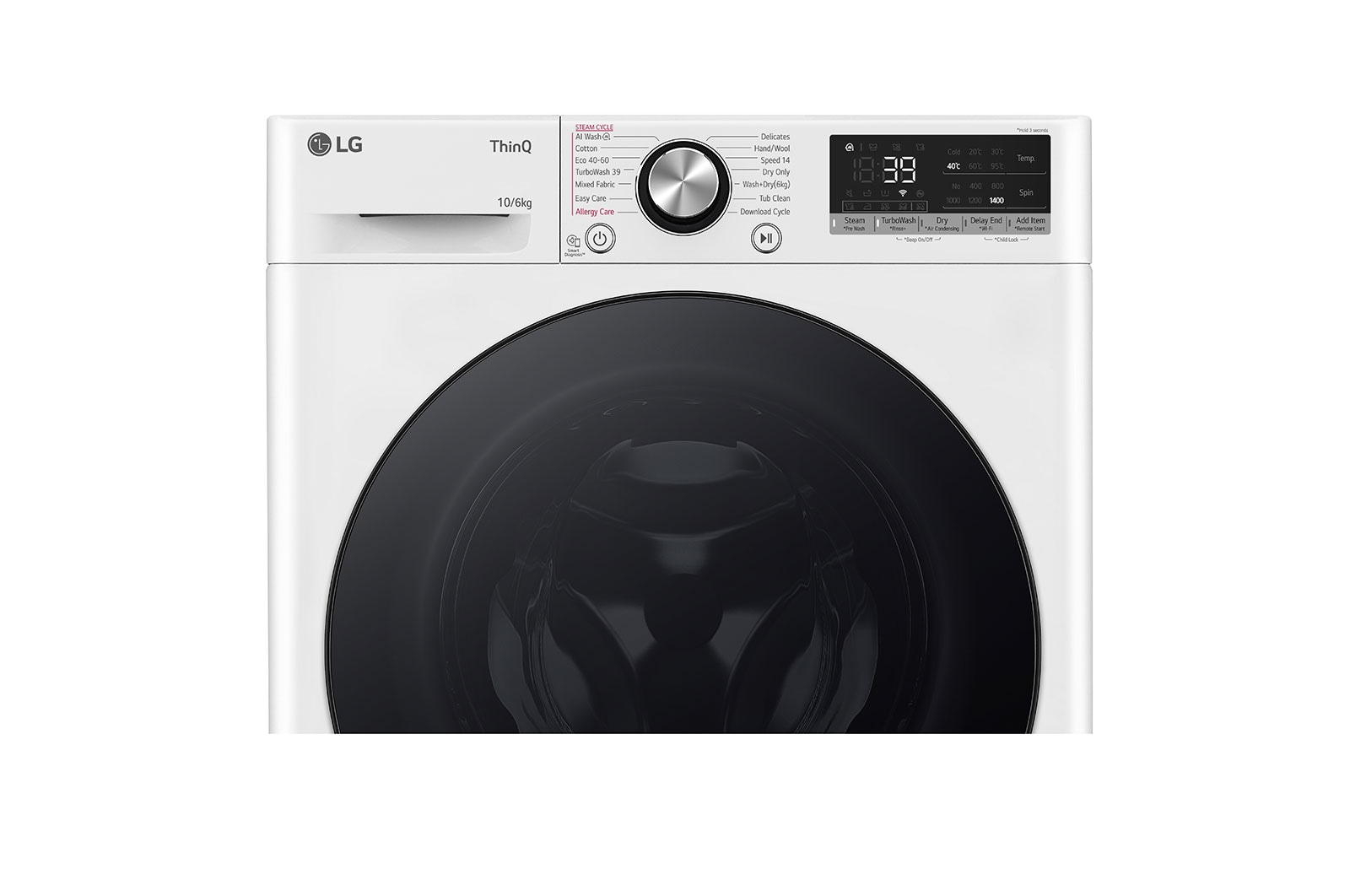 LG 10 kg / 6 kg Kombinerad tvätt/tork(Vit) - Steam, Energiklass A/D, TurboWash™360, AI DD™, Smart Diagnosis™ med Wi-Fi, CV94V7S2WN