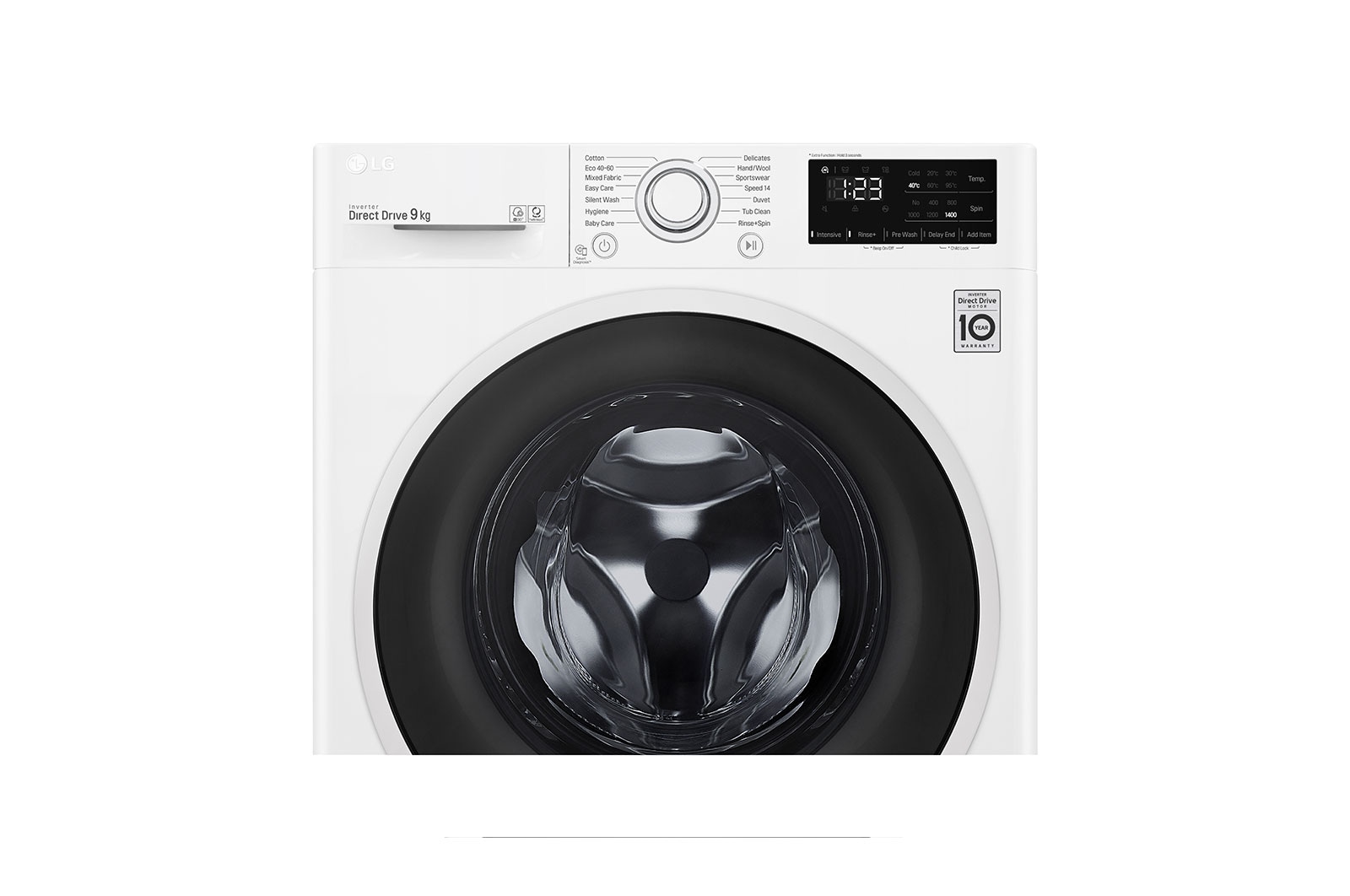 LG 9 kg Tvättmaskin(Vit), Energiklass B, AI DD™, Smart Diagnosis™, E4WV409N0W