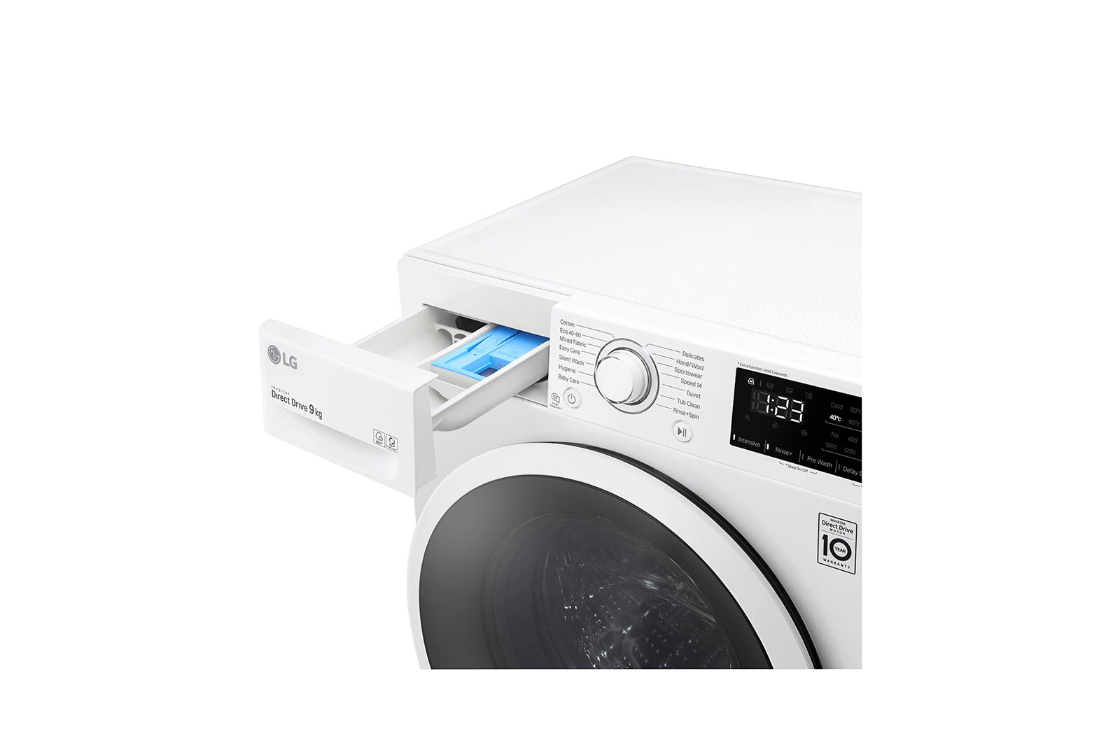 LG 9 kg Tvättmaskin(Vit), Energiklass B, AI DD™, Smart Diagnosis™, E4WV409N0W