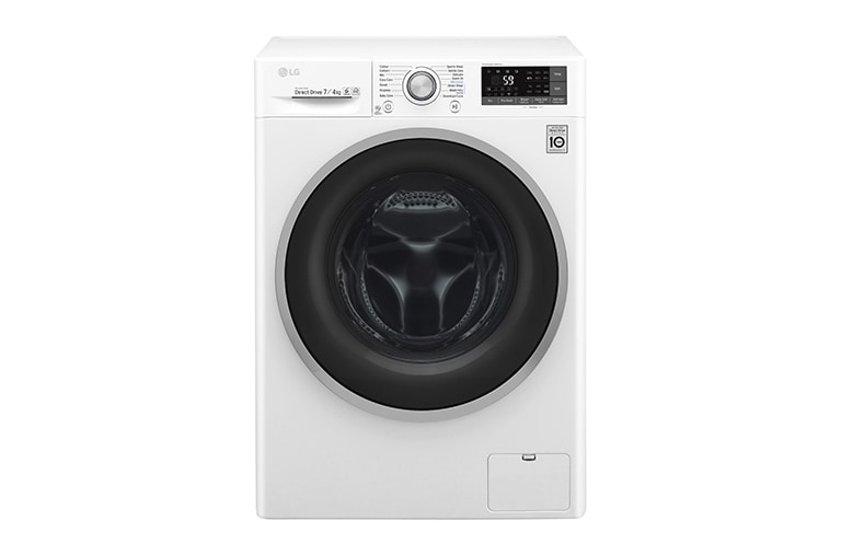 Vy framifrån av 1-7 kg / 1-4 kg 6 Motion Direct Drive Kombinerad tvätt/tork, slim 45cm djup, Wi-Fi &amp; energiklass B F2J7HM1W