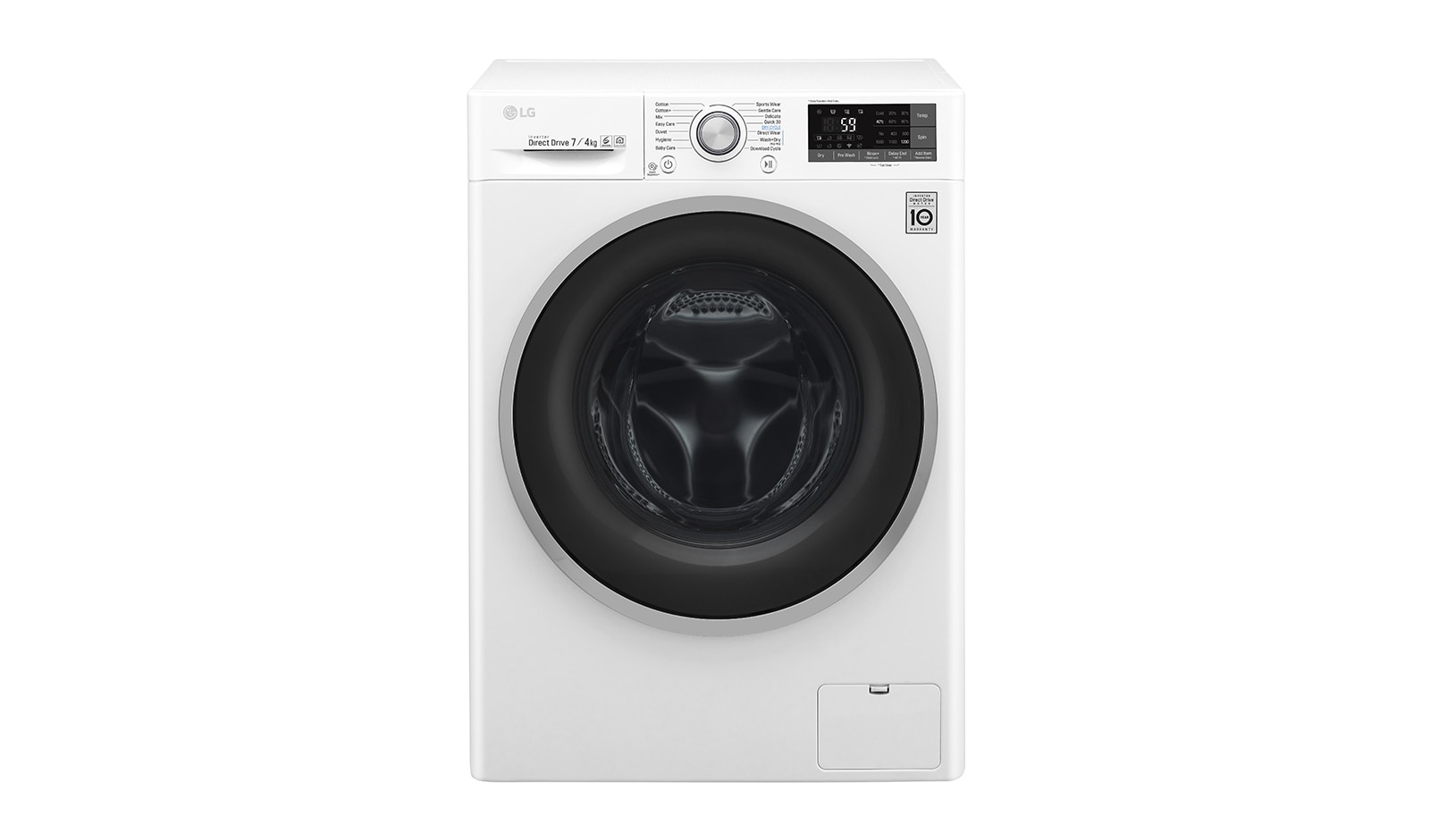Vy framifrån av 1-7 kg / 1-4 kg 6 Motion Direct Drive Kombinerad tvätt/tork, slim 45cm djup, Wi-Fi &amp; energiklass B F2J7HM1W