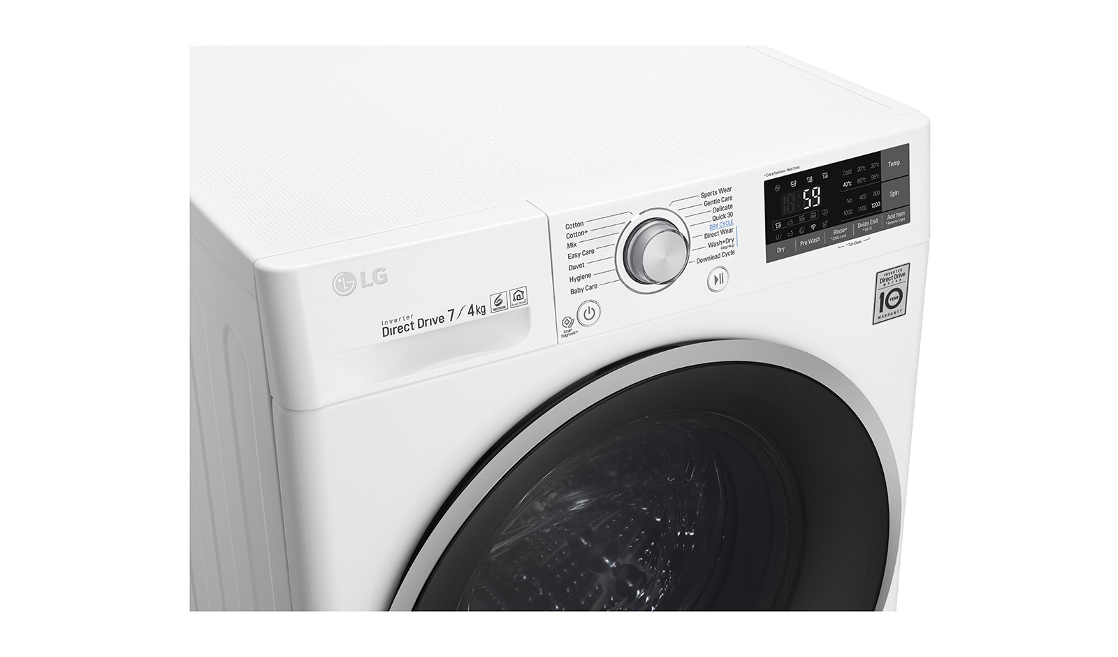LG 1-7 kg / 1-4 kg 6 Motion Direct Drive Kombinerad tvätt/tork, slim 45cm djup, Wi-Fi & energiklass B, F2J7HM1W