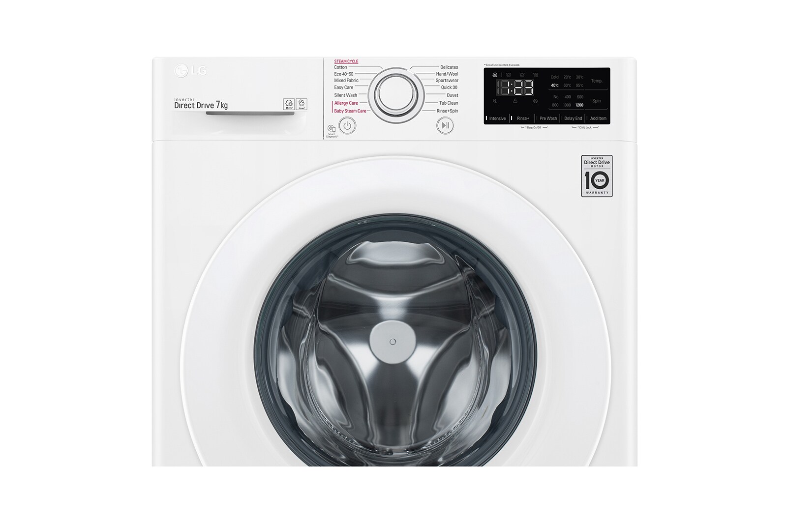 LG 7 kg Tvättmaskin(Vit) - Energiklass E, Steam, AI DD™, Smart Diagnosis™, F2WP207S0WS