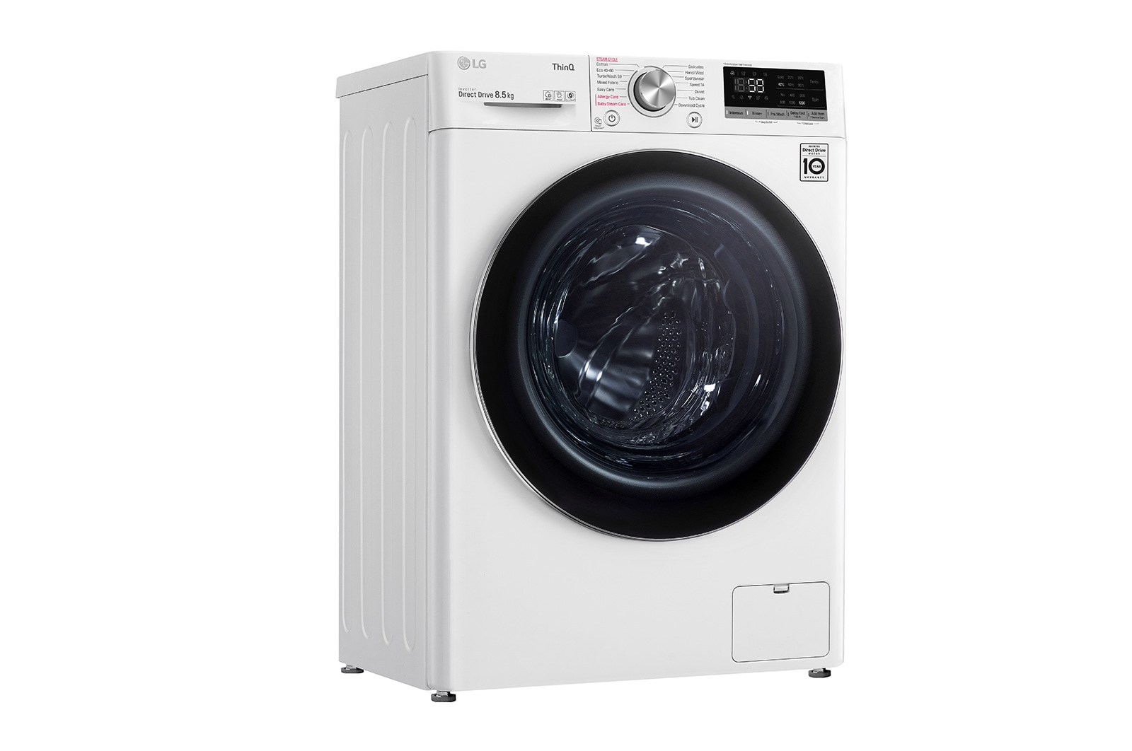 LG 8.5 kg Tvättmaskin(Vit) - Steam, Energiklass C, TurboWash™, AI DD™, Smart Diagnosis™ med Wi-Fi, F2WV708S1S