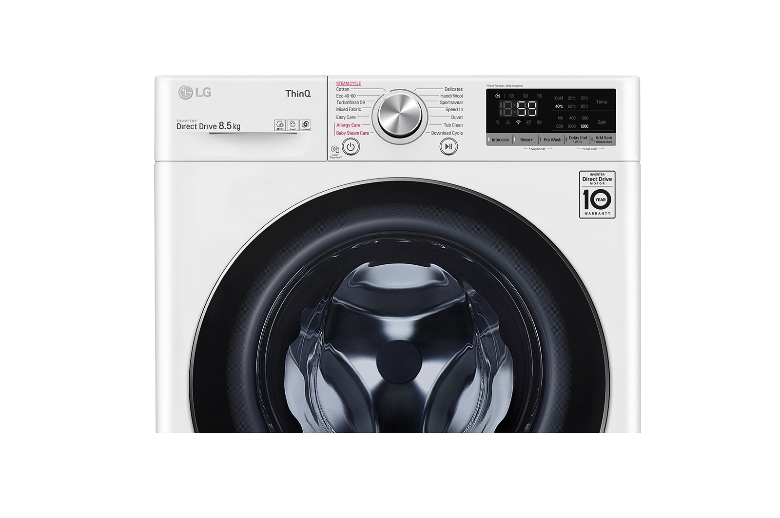 LG 8.5 kg Tvättmaskin(Vit) - Steam, Energiklass C, TurboWash™, AI DD™, Smart Diagnosis™ med Wi-Fi, F2WV708S1S