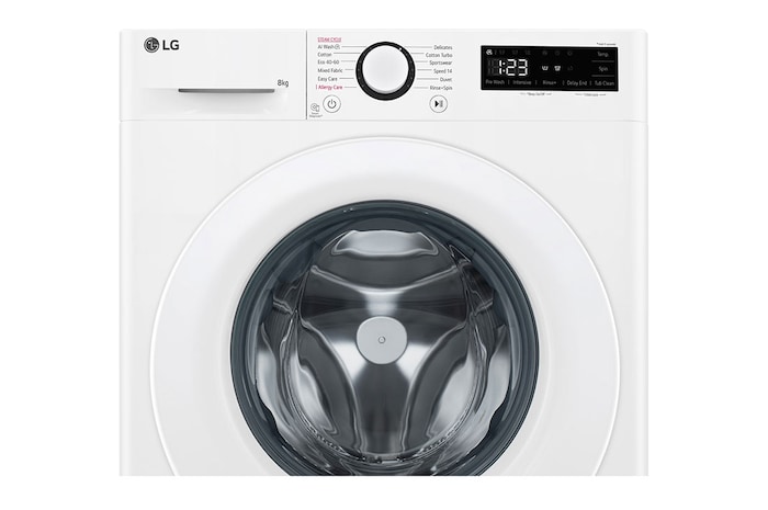LG Slim 8 kg Tvättmaskin(Vit) - Steam, Energiklass A, AI DD™, Smart Diagnosis™, 47,5cm djup, F2Y5PYP3W
