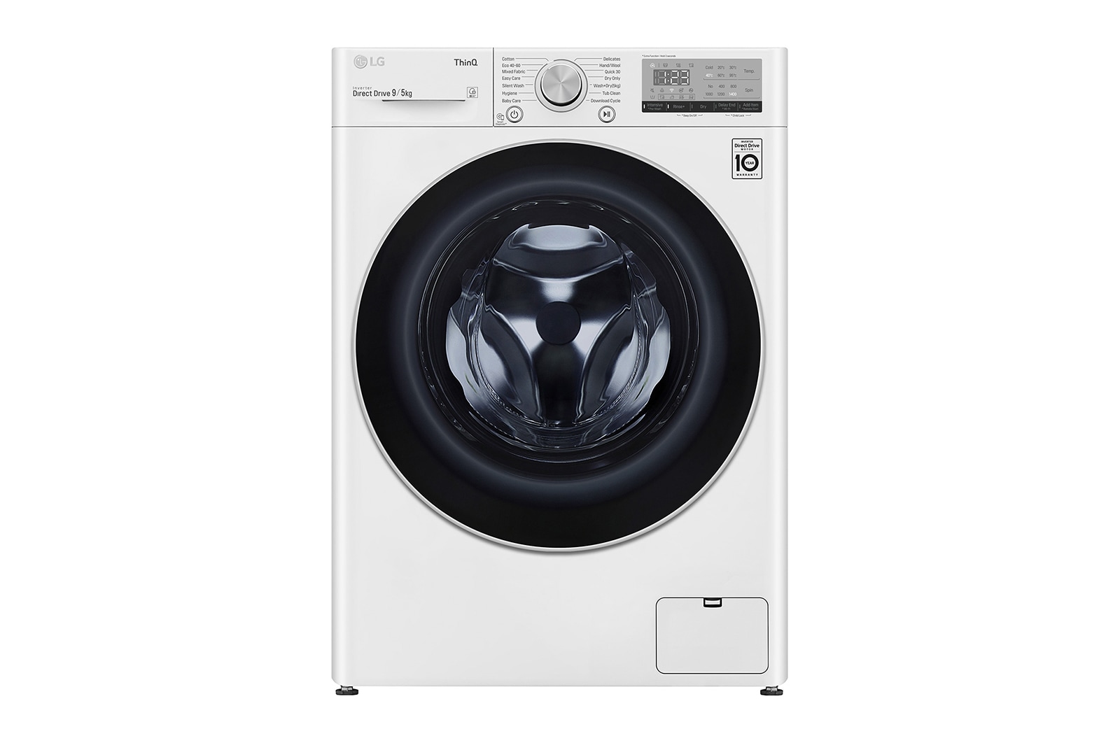 Vy framifrån av 9 kg / 5 kg Tvättmaskin/Torktumlare(Vit) - Energiklass E, AI DD™, Smart Diagnosis™ med Wi-Fi F4DV409N1W