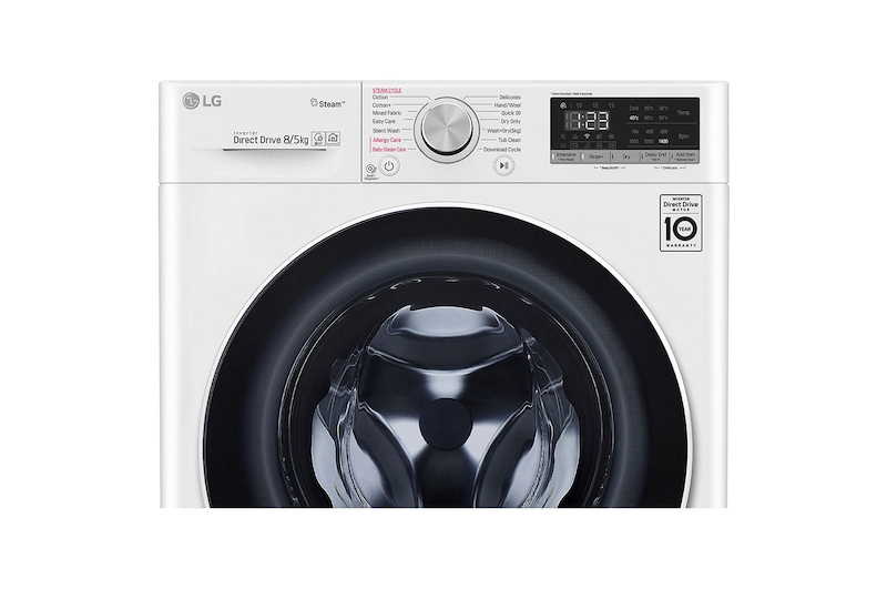 LG 8 kg / 5 kg Tvättmaskin/Torktumlare(Vit) - Steam, Energiklass E, AI DD™, Smart Diagnosis™ med Wi-Fi, F4DV508S0W