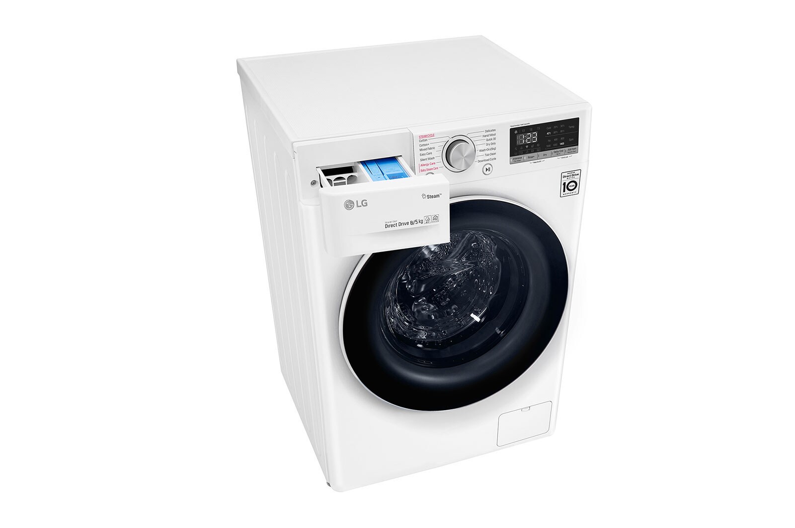 LG 8 kg / 5 kg Tvättmaskin/Torktumlare(Vit) - Steam, Energiklass E, AI DD™, Smart Diagnosis™ med Wi-Fi, F4DV508S0W