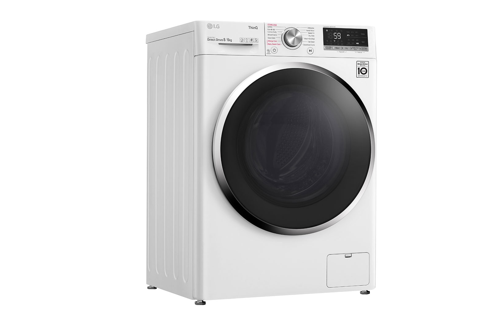 LG 8 kg / 6 kg Tvättmaskin/Torktumlare(Vit) - Steam, Energiklass E, AI DD™, Smart Diagnosis™ med Wi-Fi, F4DV508S2WE