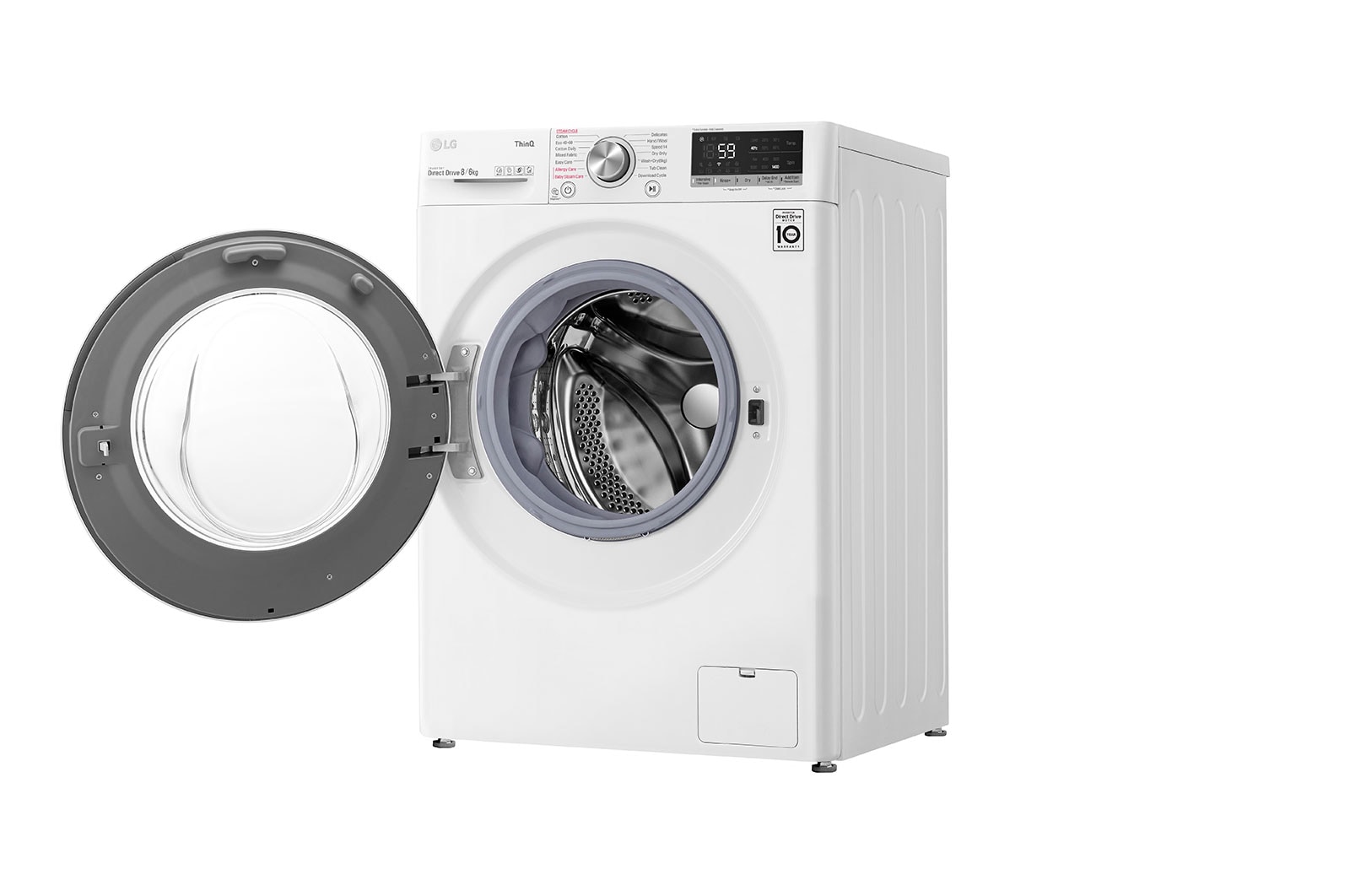 LG 8 kg / 6 kg Tvättmaskin/Torktumlare(Vit) - Steam, Energiklass E, AI DD™, Smart Diagnosis™ med Wi-Fi, F4DV508S2WE