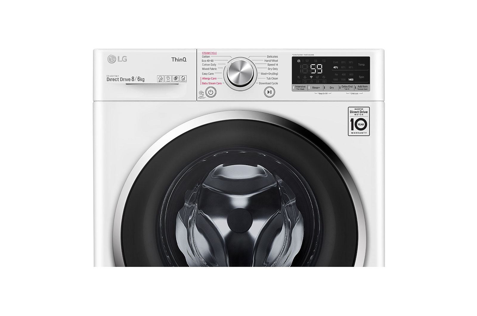 LG 8 kg / 6 kg Tvättmaskin/Torktumlare(Vit) - Steam, Energiklass E, AI DD™, Smart Diagnosis™ med Wi-Fi, F4DV508S2WE