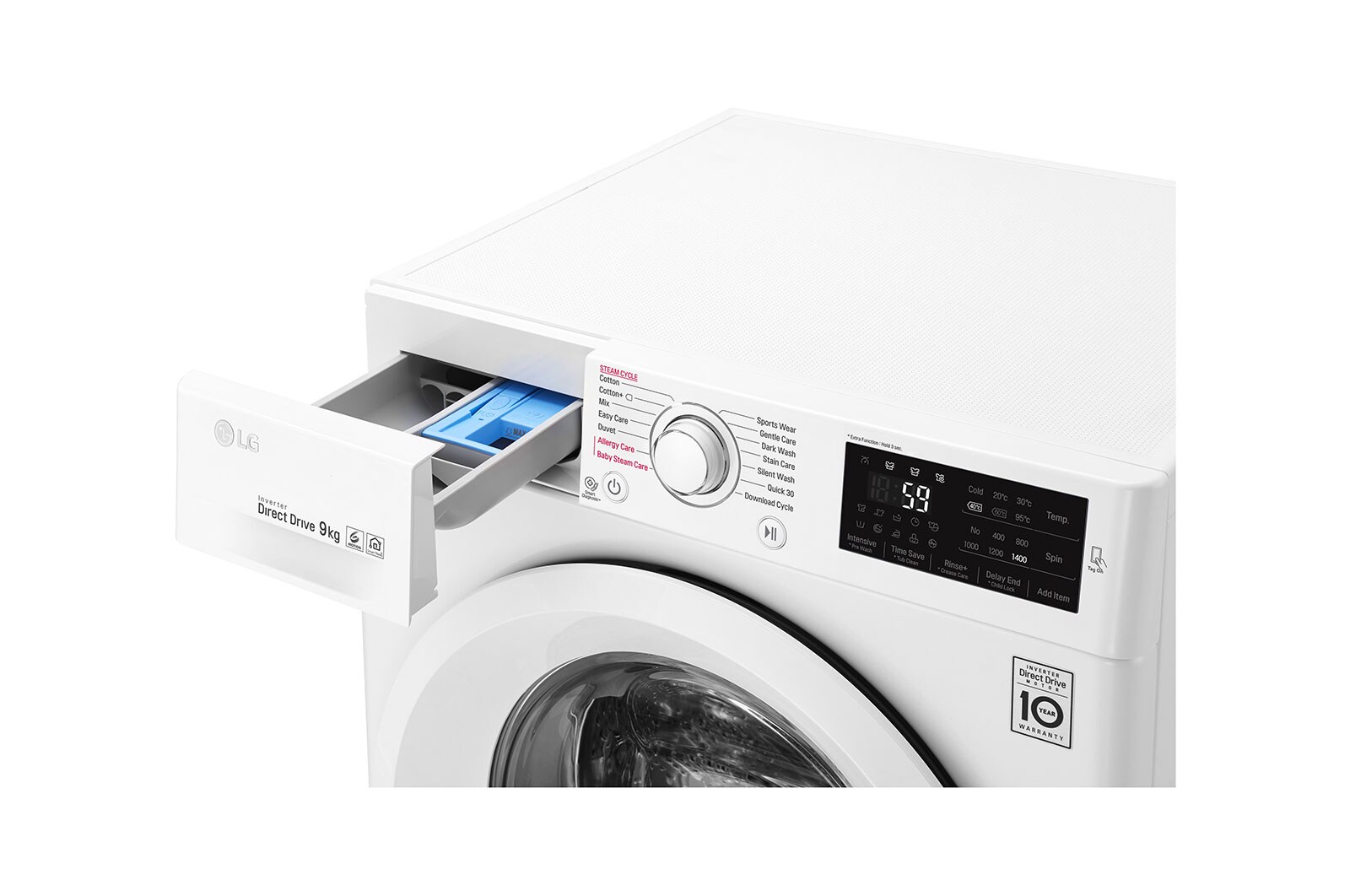 LG 1-9 kg Spa Steam & NFC, 6 Motion Direct Drive tvättmaskin, energiklass A+++ ( -20%), F4J5VY3W