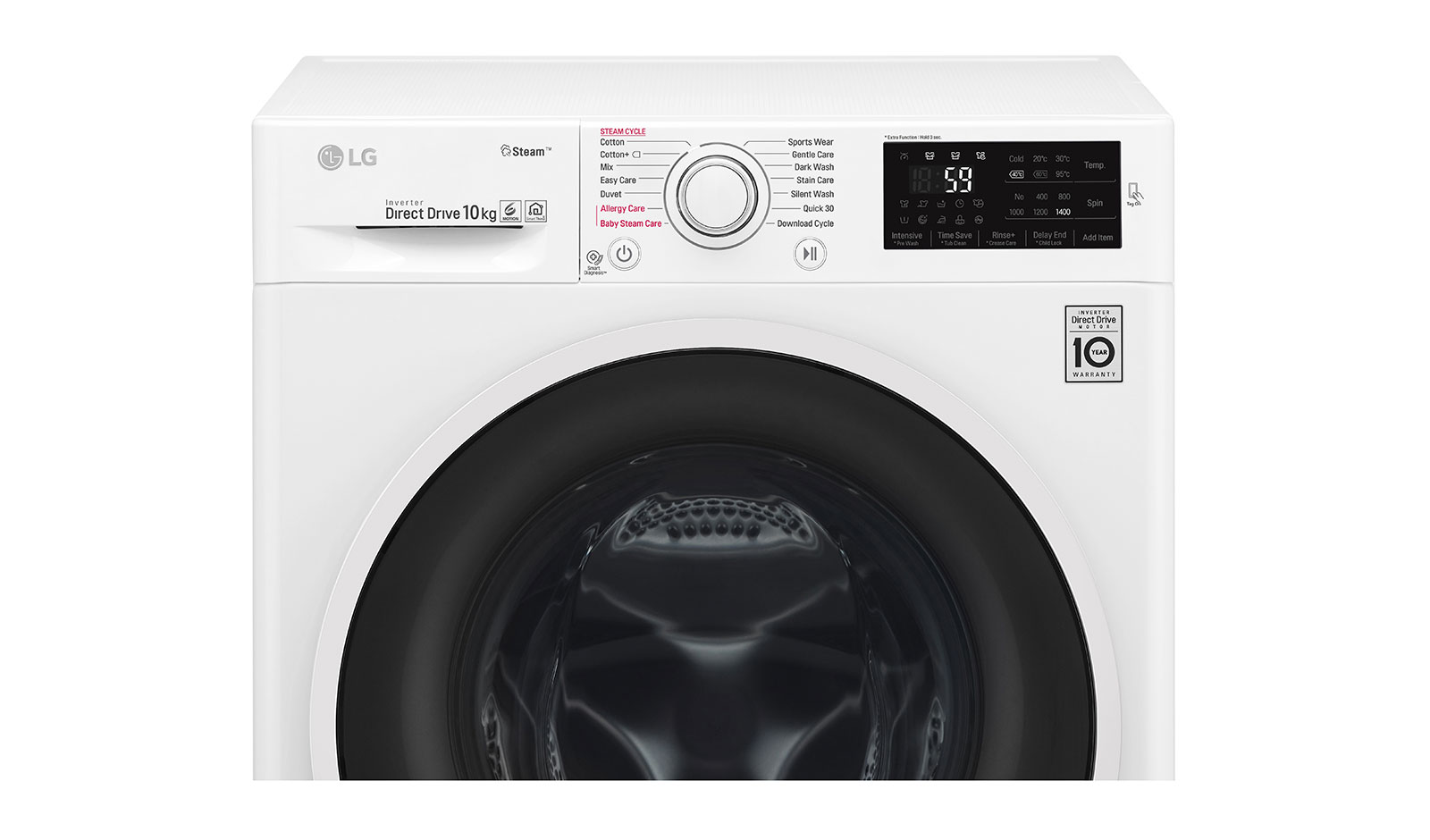 LG 1-10 kg Spa Steam & NFC, 6 Motion Direct Drive tvättmaskin, energiklass A+++ ( -40%), F4J6JY0W