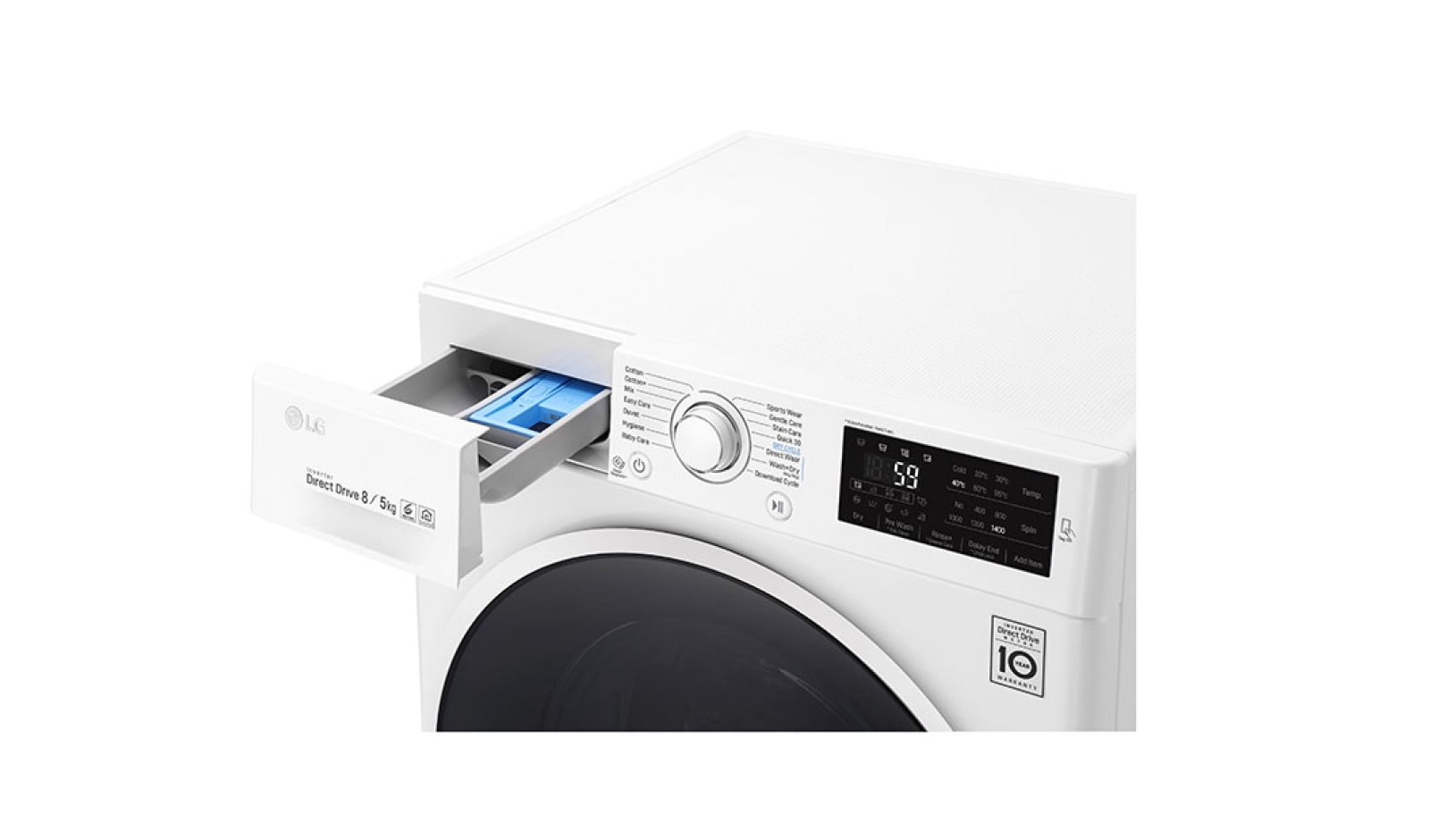 LG 1-8 kg / 1-5 kg 6 Motion Direct Drive Kombinerad tvätt/tork, NFC & energiklass A , F4J6TM0W