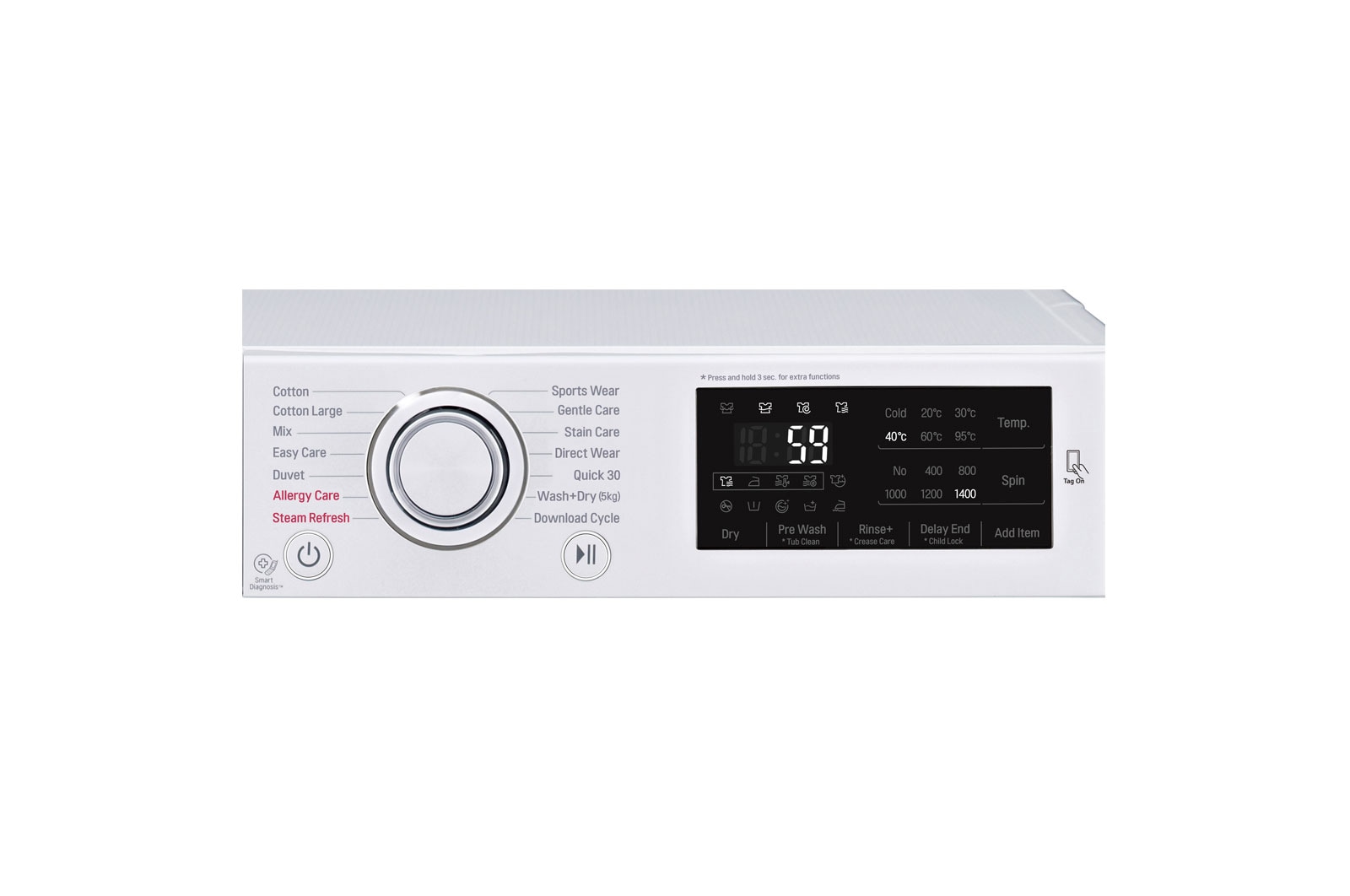 LG 1-9 kg / 1-5 kg Spa Steam & 6 Motion Direct Drive Kombinerad tvätt/tork, energiklass A, F4J6VG0W