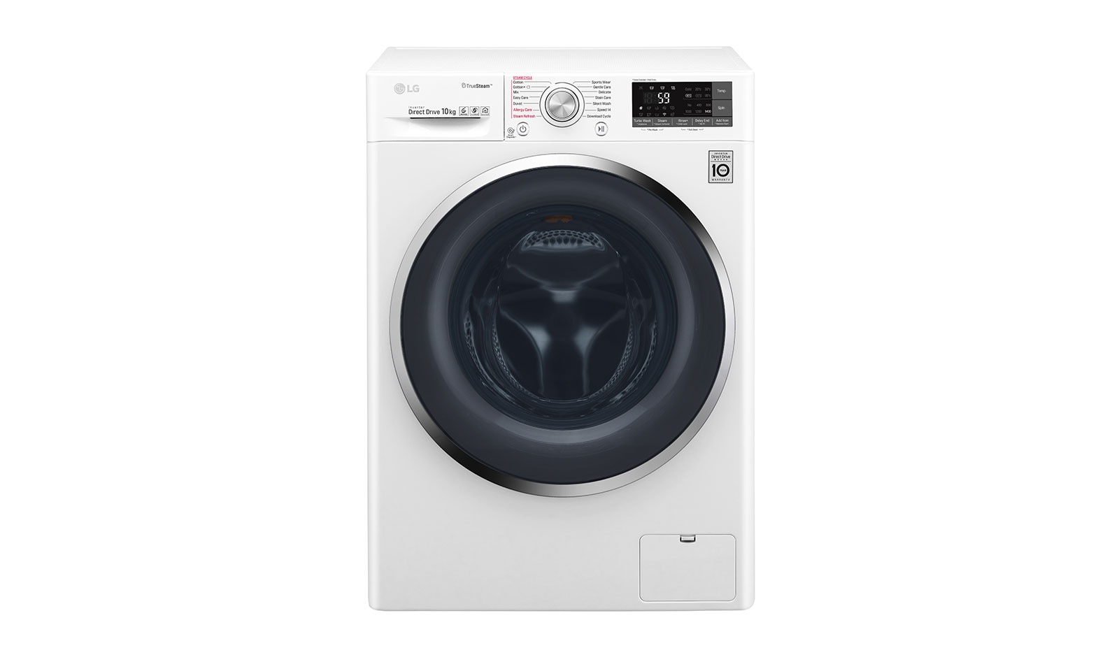 Vy framifrån av 1-10 kg TurboWash™ &amp; True Steam™, Wi-Fi, 6 Motion Direct Drive tvättmaskin F4J8JS2W