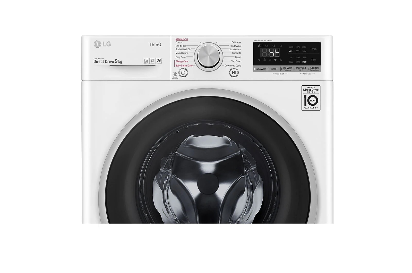 LG Tvätt (9kg) och tork (8kg)-paket (Vitt), Energiklass B/A++, F4RHV580