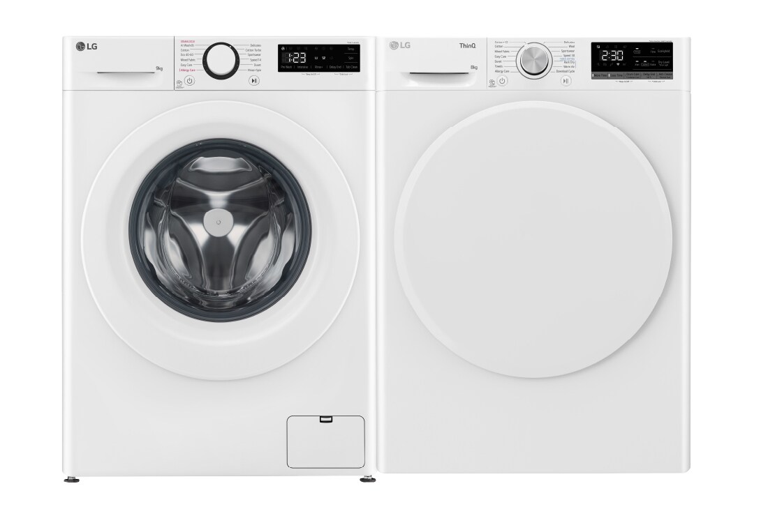 LG Tvätt (9kg) och tork (8kg)-paket (Vitt), Energiklass A/A++, F4RHY580