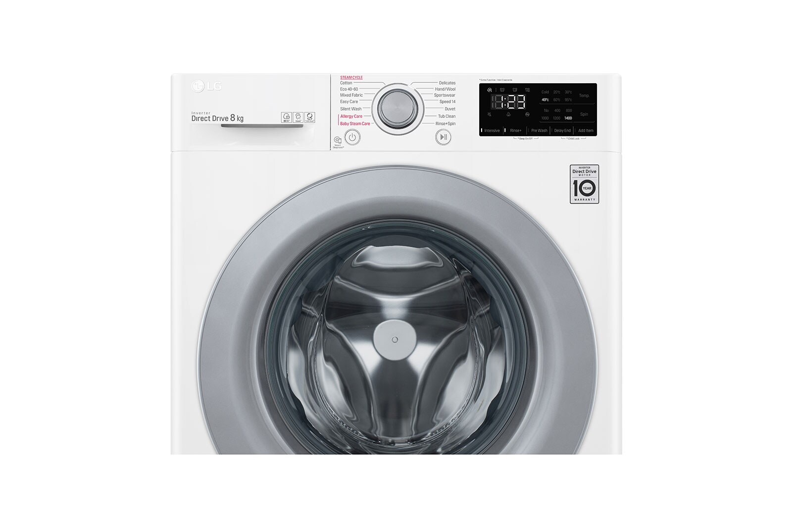LG 8 kg Tvättmaskin(Vit) - Steam, Energiklass C, AI DD™, Smart Diagnosis™, F4WP308S1W
