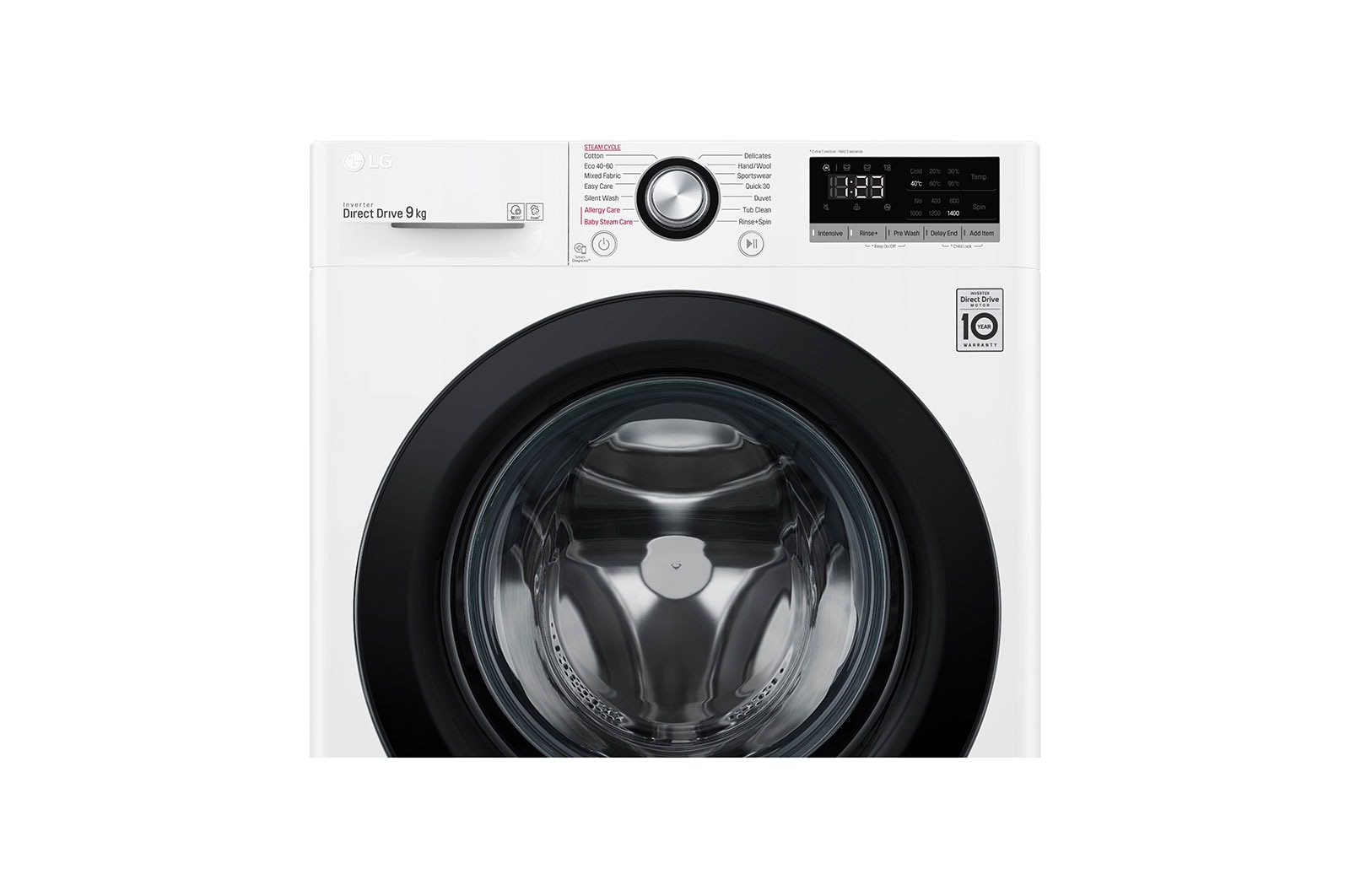 LG 9 kg Tvättmaskin(Vit) - Steam, Energiklass D, AI DD™, Smart Diagnosis™, F4WV409S3W
