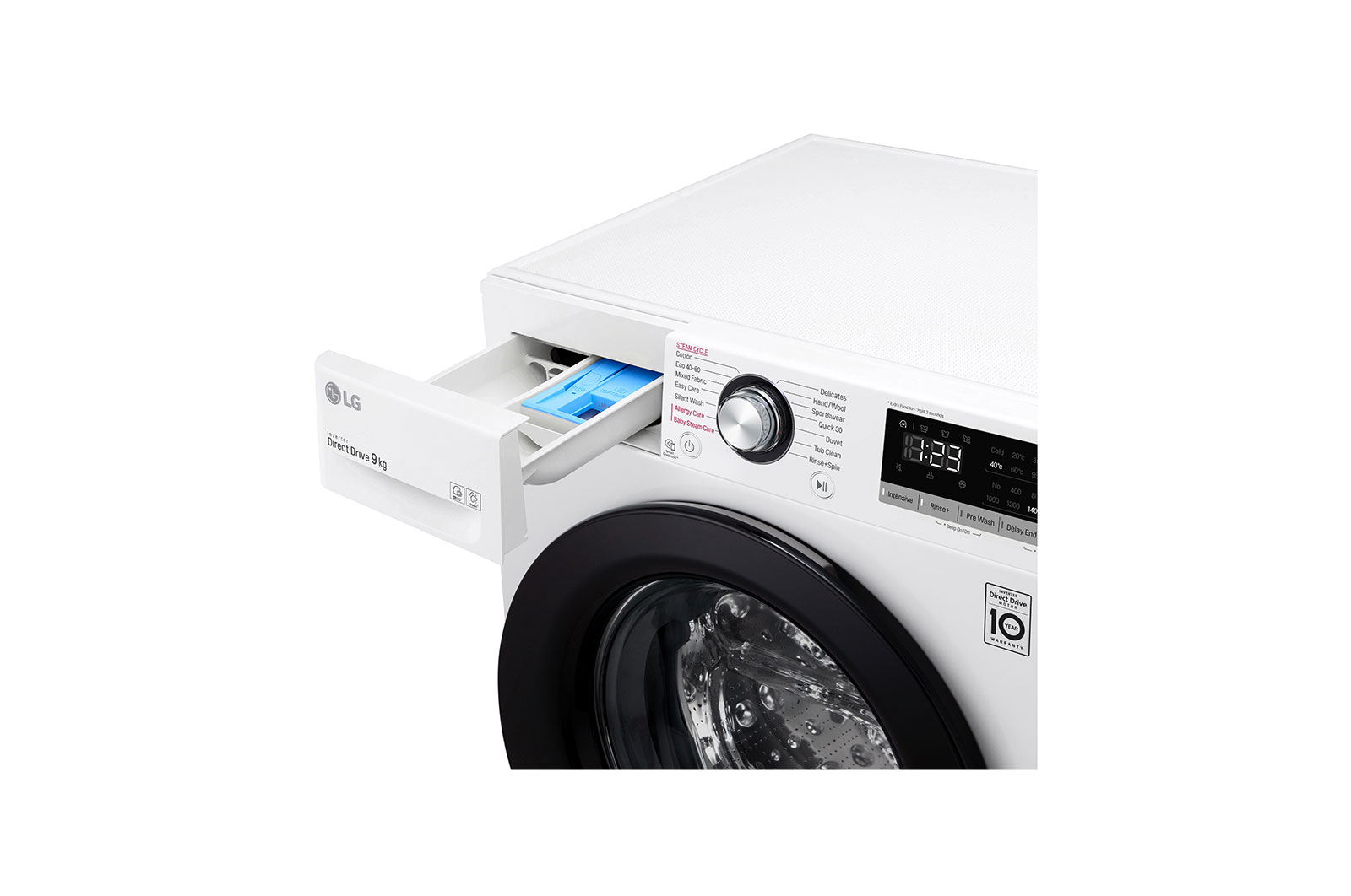 LG 9 kg Tvättmaskin(Vit) - Steam, Energiklass D, AI DD™, Smart Diagnosis™, F4WV409S3W