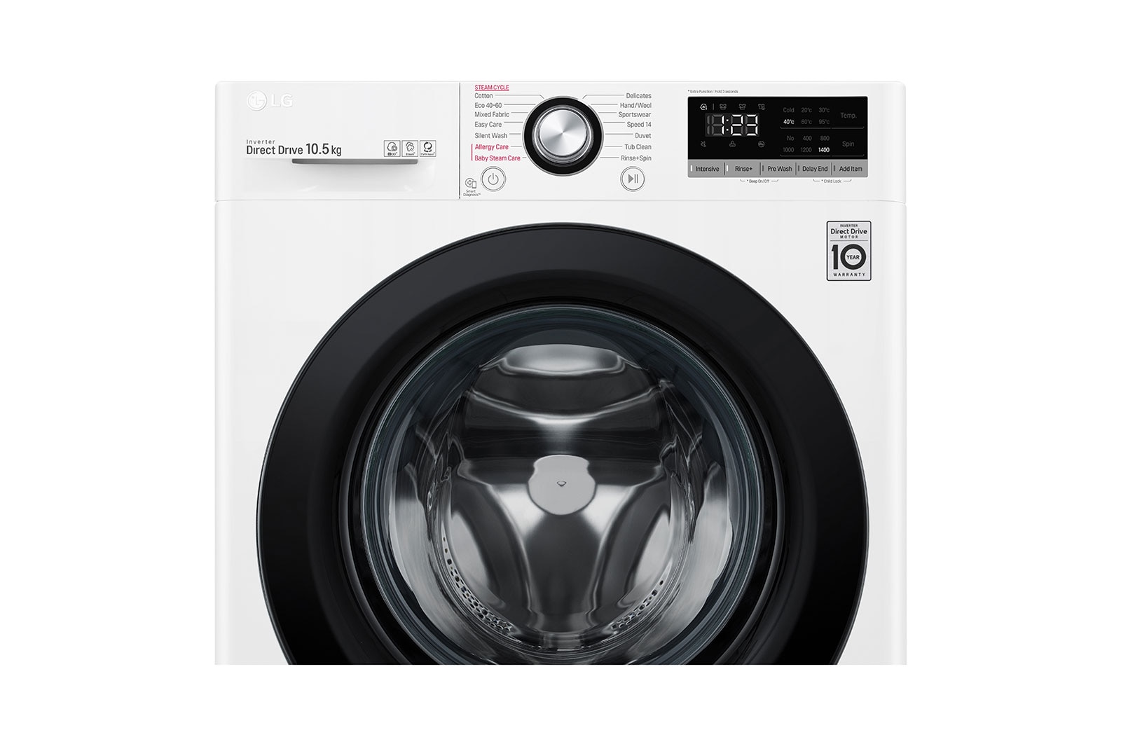LG 10.5 kg Tvättmaskin(Vit) - Steam, Energiklass B, AI DD™, Smart Diagnosis™, F4WV410S3W