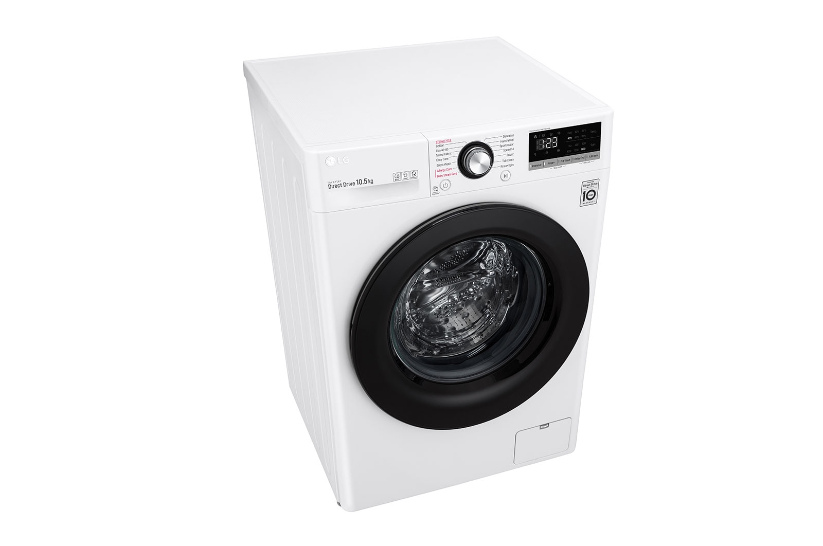LG 10.5 kg Tvättmaskin(Vit) - Steam, Energiklass B, AI DD™, Smart Diagnosis™, F4WV410S3W