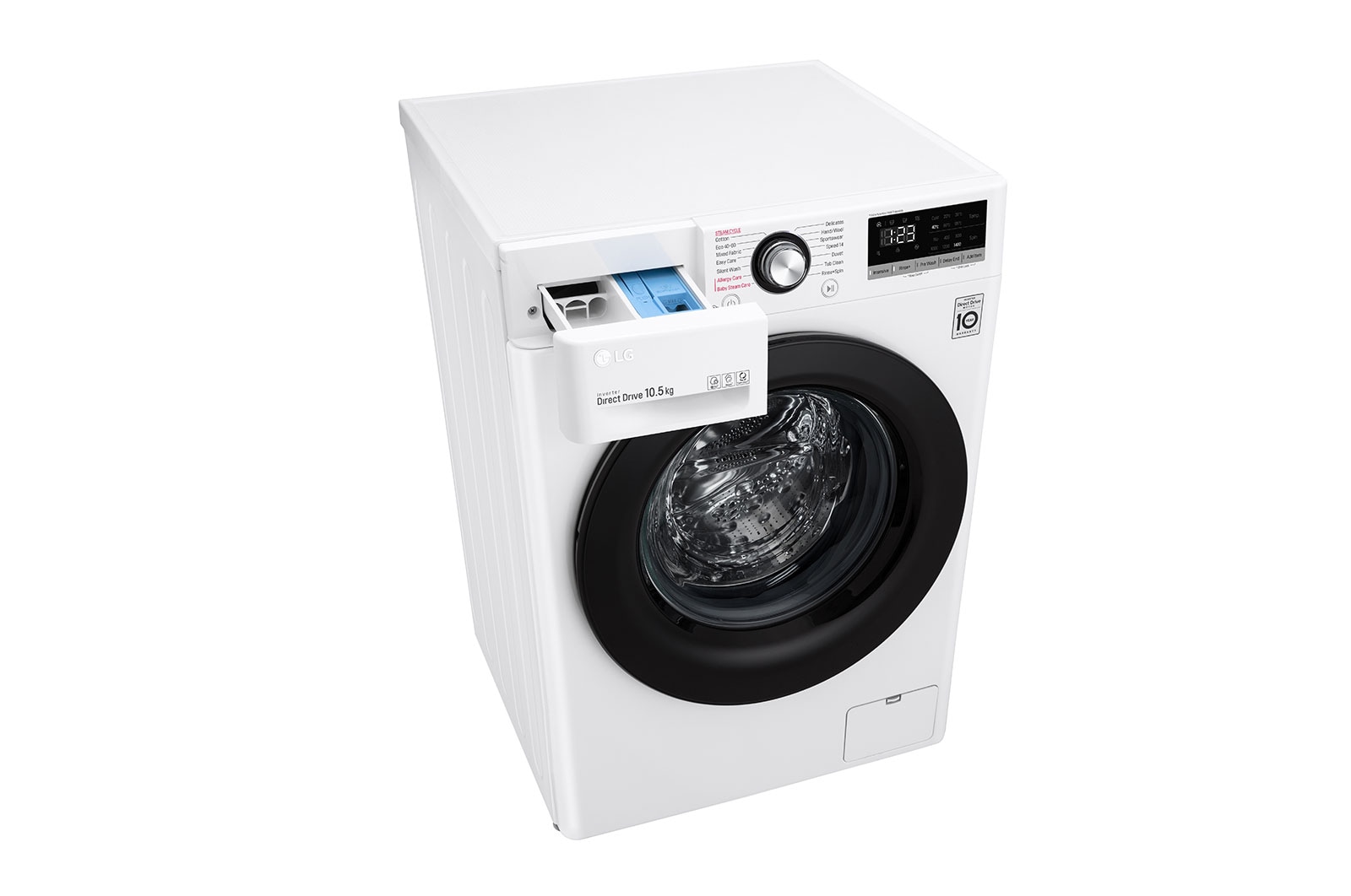 LG 10.5 kg Tvättmaskin(Vit) - Steam, Energiklass B, AI DD™, Smart Diagnosis™, F4WV410S3W