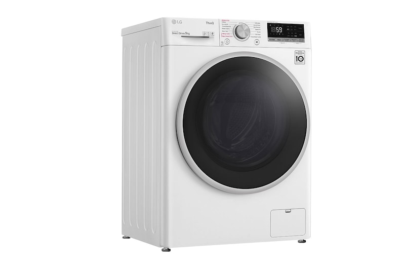 LG 9 kg Tvättmaskin(Vit) - Steam, Energiklass D, TurboWash™, AI DD™, Smart Diagnosis™ med Wi-Fi, F4WV509S1W