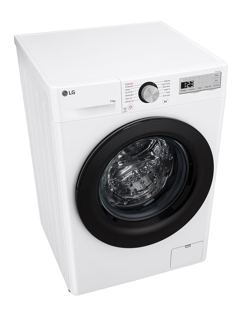 LG 11 kg Tvättmaskin(Vit) - Steam, Energiklass A, AI DD™ och Smart Diagnosis™, F4Y5EYP6W0F
