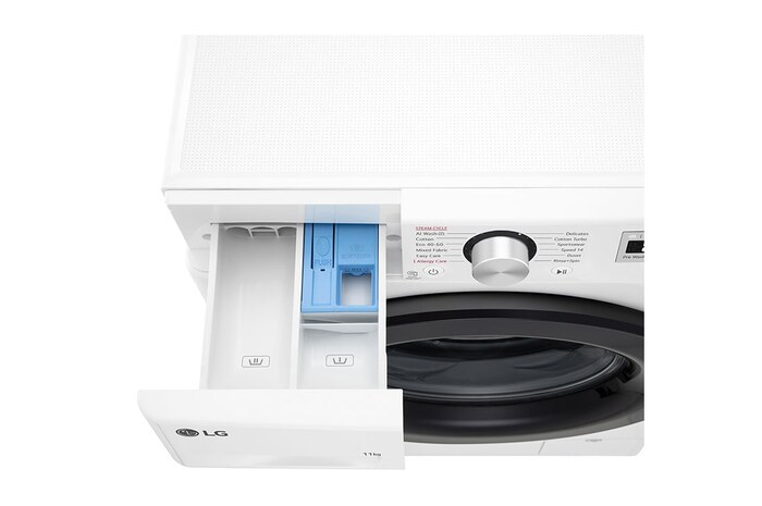 LG 11 kg Tvättmaskin(Vit) - Steam, Energiklass A, AI DD™ och Smart Diagnosis™, F4Y5EYP6W0F