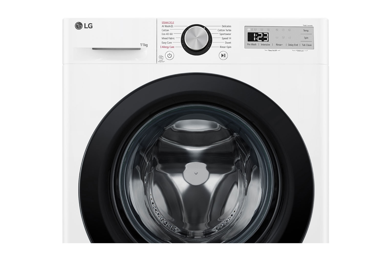 LG 11 kg Tvättmaskin(Vit) - Steam, Energiklass A, AI DD™ och Smart Diagnosis™, F4Y5EYP6W0F