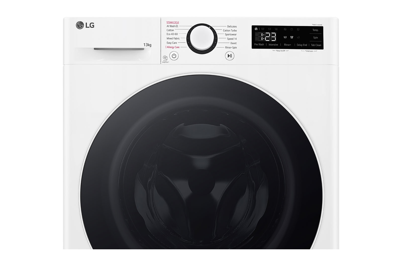 LG 13 kg Tvättmaskin(Vit) - Steam, Energiklass A, AI DD™, Smart Diagnosis™, F4Y5LYP0W