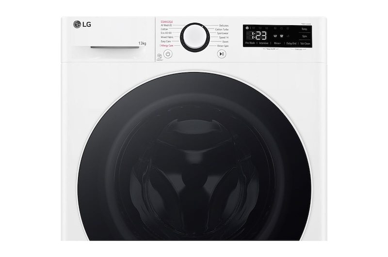 LG 13 kg Tvättmaskin(Vit) - Steam, Energiklass A, AI DD™, Smart Diagnosis™, F4Y5LYP0W