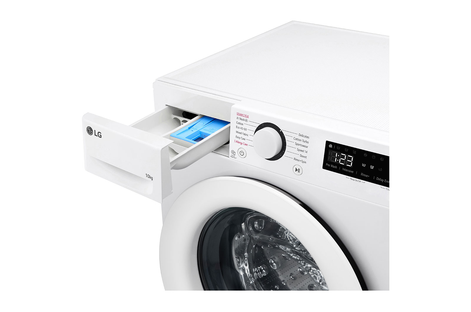 LG 10 kg Tvättmaskin(Vit) - Steam, Energiklass A, AI DD™, Smart Diagnosis™ , F4Y5RYP3W