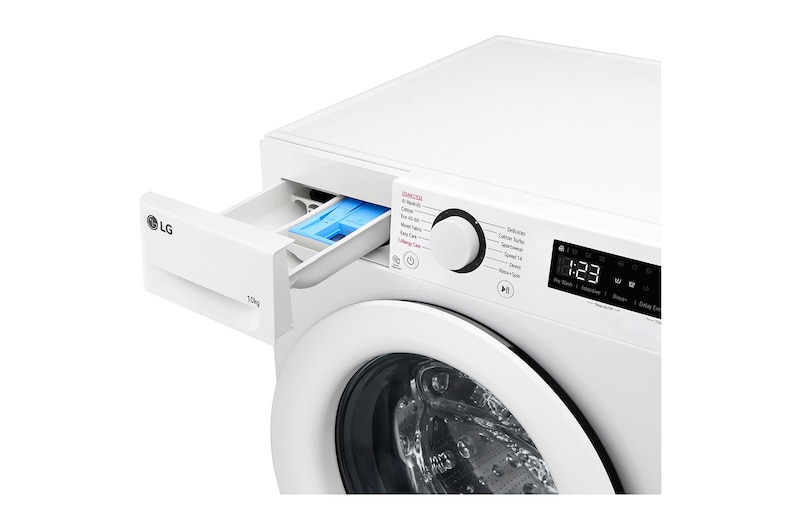 LG 10 kg Tvättmaskin(Vit) - Steam, Energiklass A, AI DD™, Smart Diagnosis™ , F4Y5RYP3W