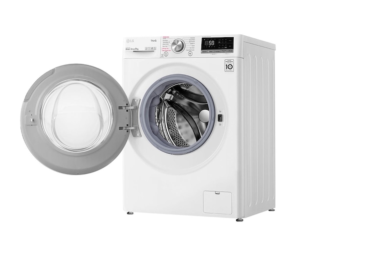 LG 9 kg Tvättmaskin(Vit) - Steam, Energiklass B, TurboWash™, AI DD™, Smart Diagnosis™ med Wi-Fi, F6WV709S1W