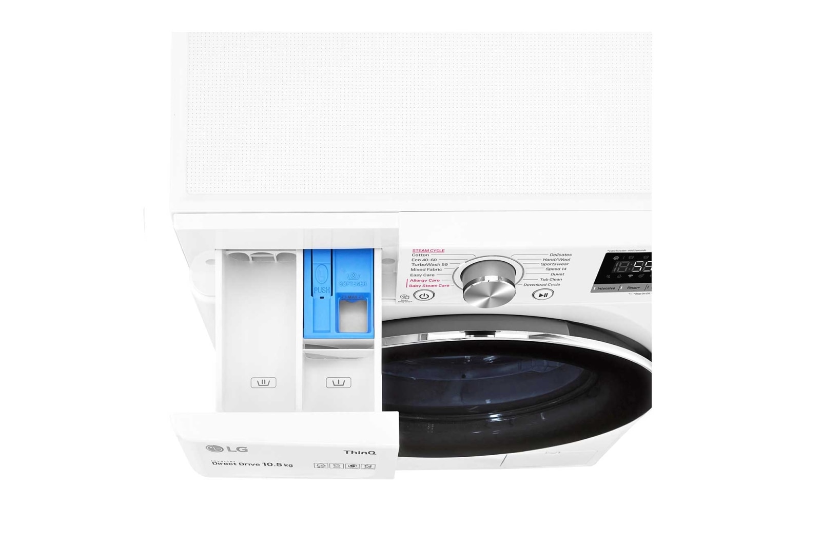 LG 10,5 kg Tvättmaskin(Vit) - Steam, Energiklass B, TurboWash™, AI DD™, Smart Diagnosis™ med Wi-Fi, F6WV710S1W