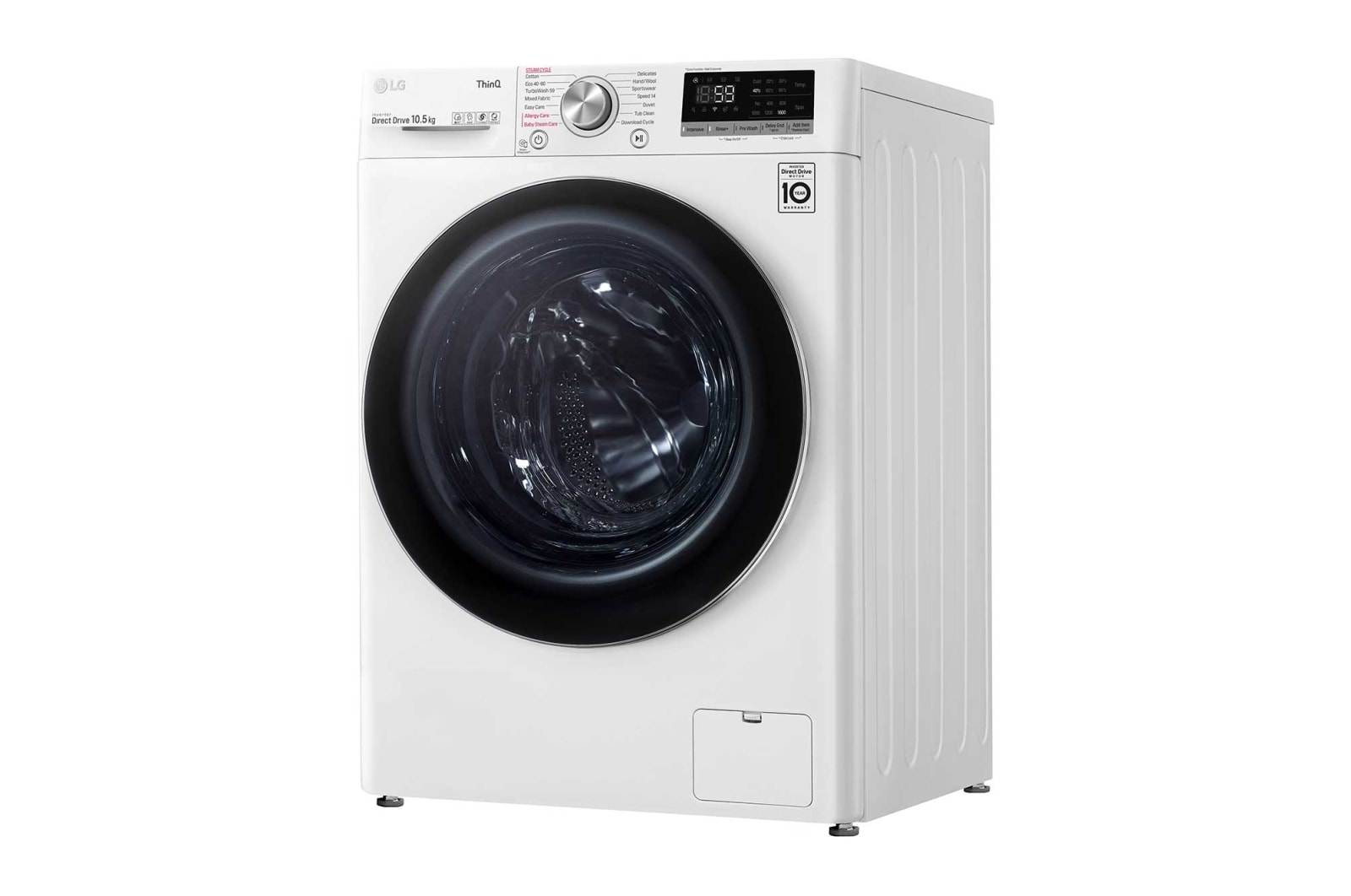 LG 10,5 kg Tvättmaskin(Vit) - Steam, Energiklass B, TurboWash™, AI DD™, Smart Diagnosis™ med Wi-Fi, F6WV710S1W