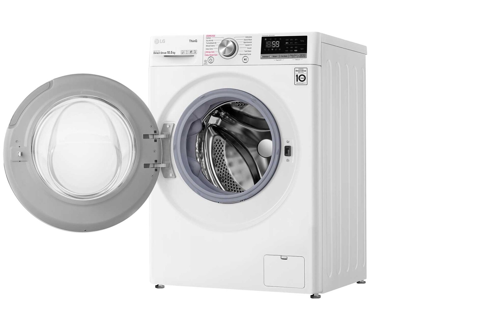 LG 10,5 kg Tvättmaskin(Vit) - Steam, Energiklass B, TurboWash™, AI DD™, Smart Diagnosis™ med Wi-Fi, F6WV710S1W