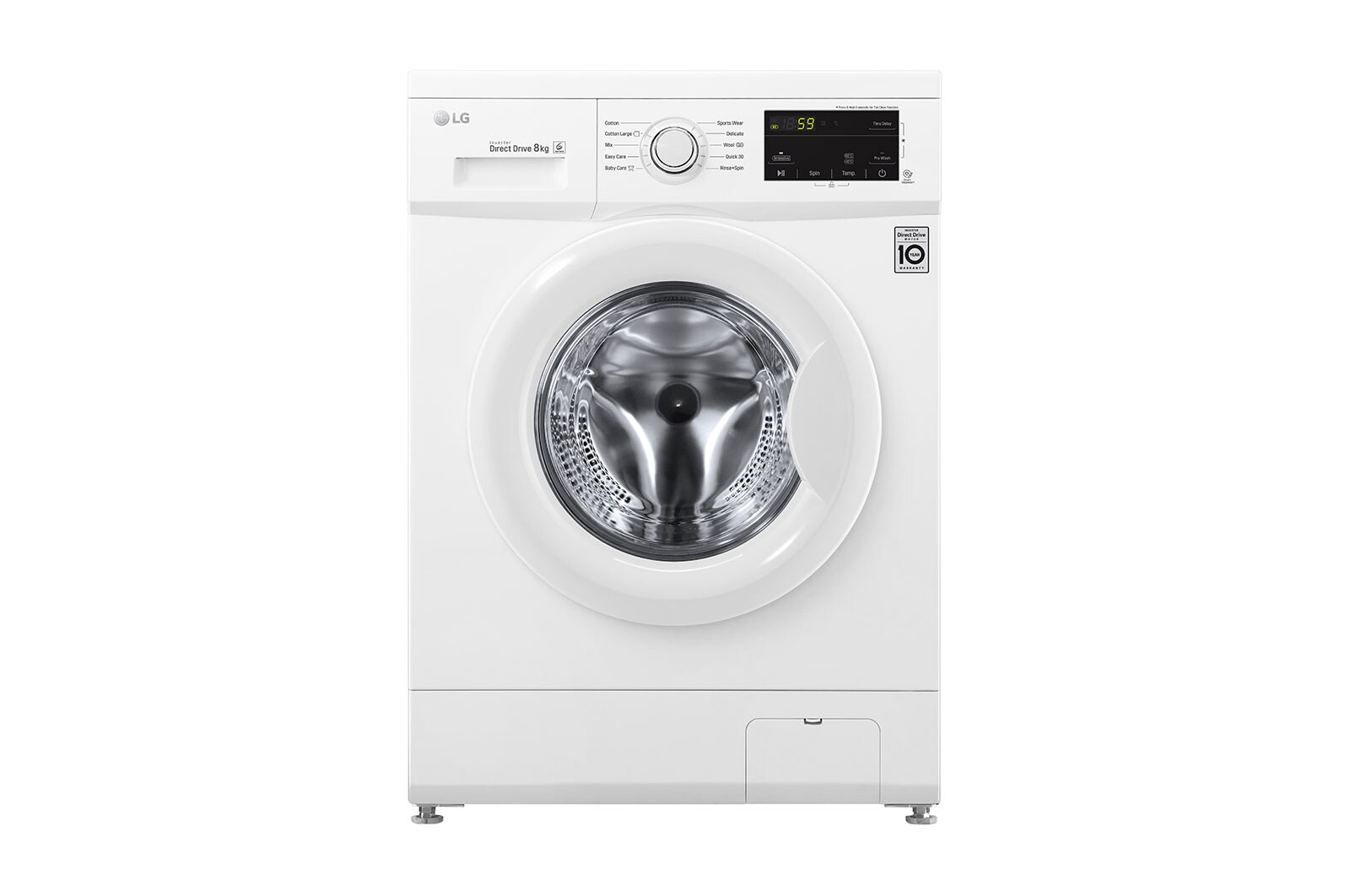 Vy framifrån av 1-8 kg 6 Motion Direct Drive tvättmaskin FH2J3TDN0