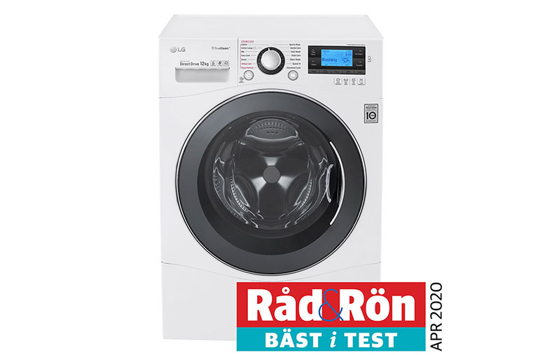 Vy framifrån av 12 kg Tvättmaskin(Vit) - True Steam™, TurboWash™, Smart Diagnosis™ med NFC FH495BDS2