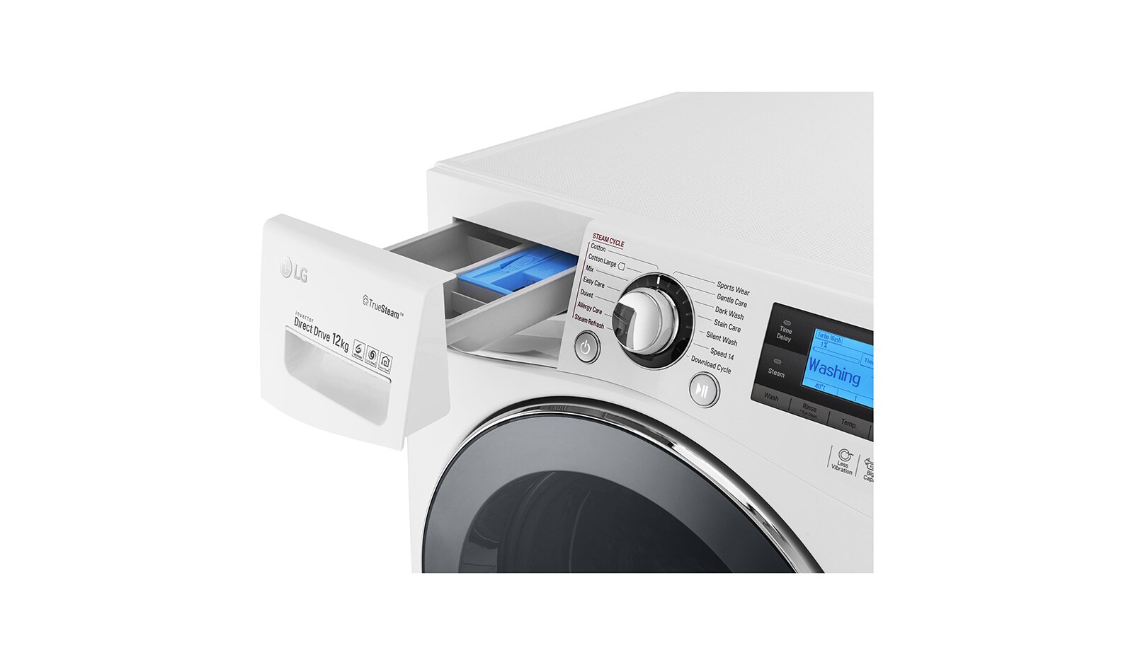 LG 12 kg Tvättmaskin(Vit) - True Steam™, TurboWash™, Smart Diagnosis™ med NFC, FH495BDS2