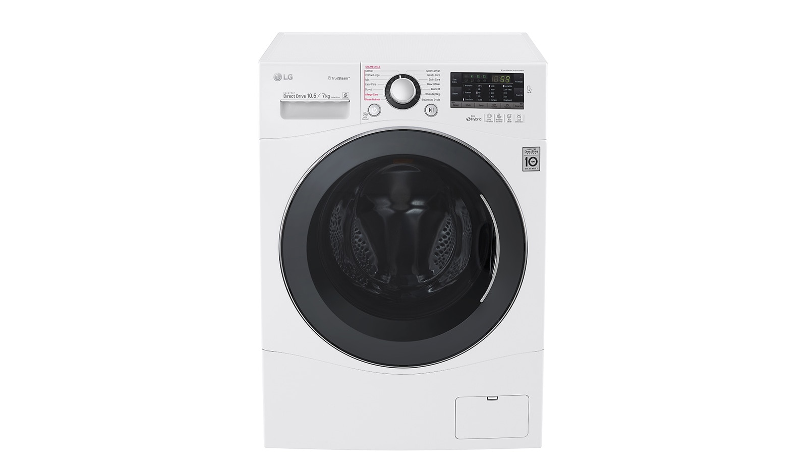 Vy framifrån av 1-10,5 kg / 1-7 kg True Steam™ 6 Motion Direct Drive tvätt/torkmaskin FH4A8JDH2N