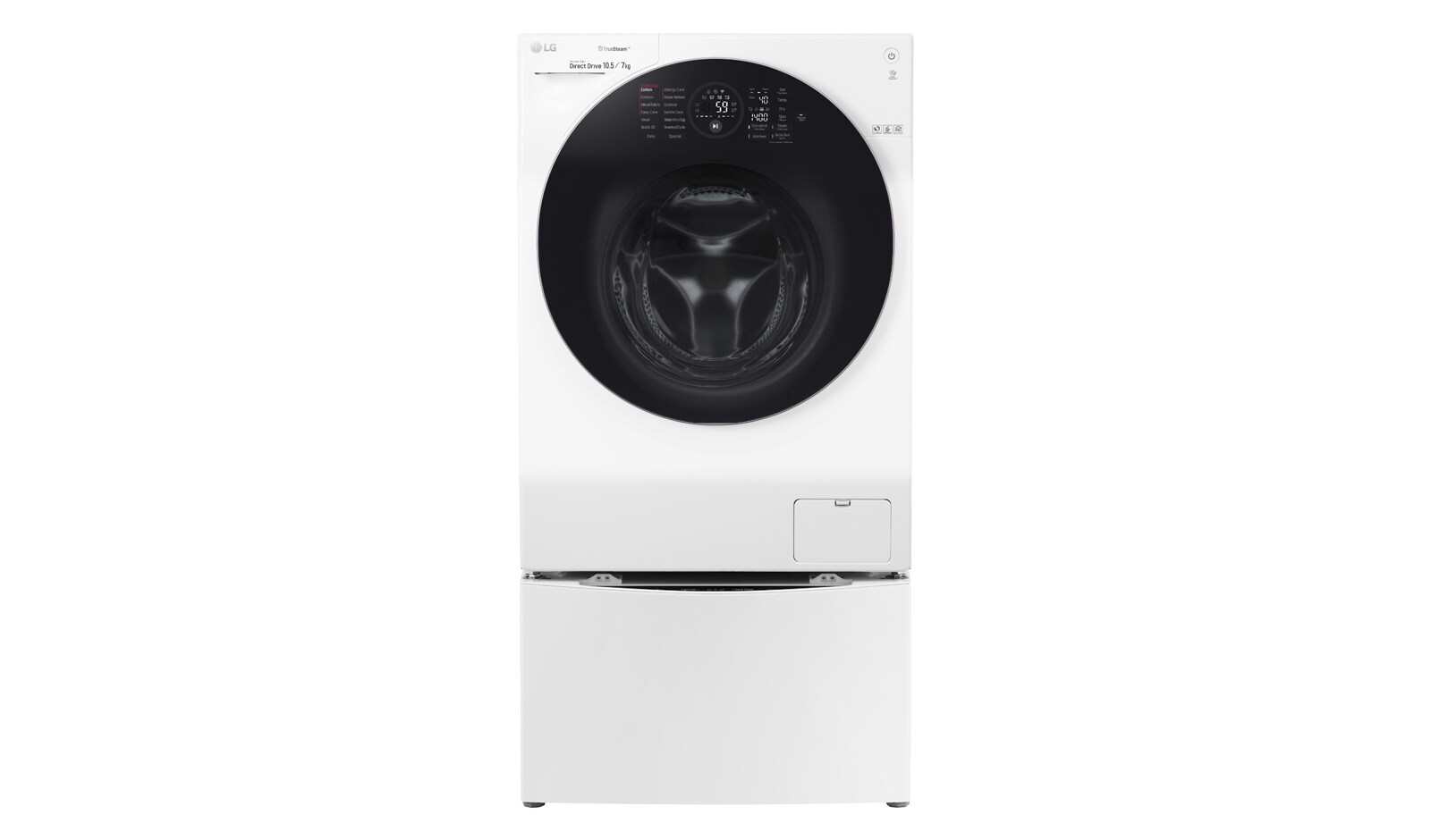 LG 1-10.5 kg / 1-7 kg LG TWINWash™ med True Steam™  & 6 Motion Direct Drive. Kombinerad tvätt/tork med Wi-Fi och Miniwash, FH4G1JCH2NW
