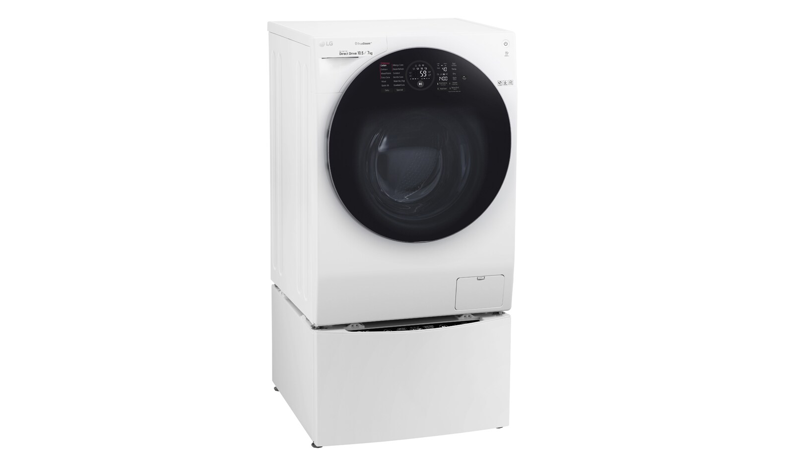 LG 1-10.5 kg / 1-7 kg LG TWINWash™ med True Steam™  & 6 Motion Direct Drive. Kombinerad tvätt/tork med Wi-Fi och Miniwash, FH4G1JCH2NW