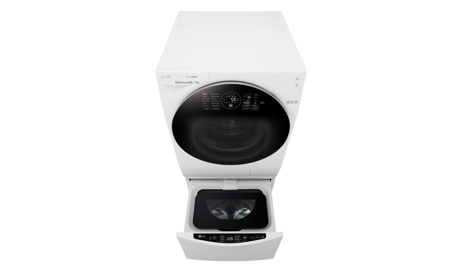 LG 1-10.5 kg / 1-7 kg LG TWINWash™ med True Steam™  & 6 Motion Direct Drive. Kombinerad tvätt/tork med Wi-Fi och Miniwash, FH4G1JCH2NW