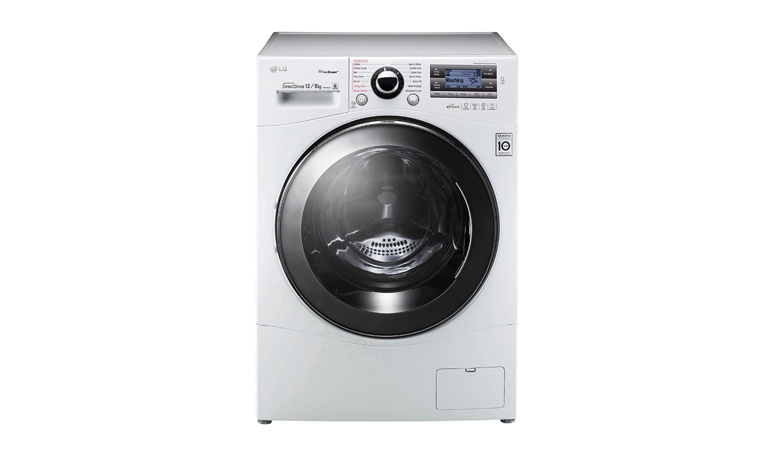 Vy framifrån av 1-12 kg / 1-8 kg True Steam™ 6 Motion Direct Drive tvätt/torkmaskin  FH695BDH2N