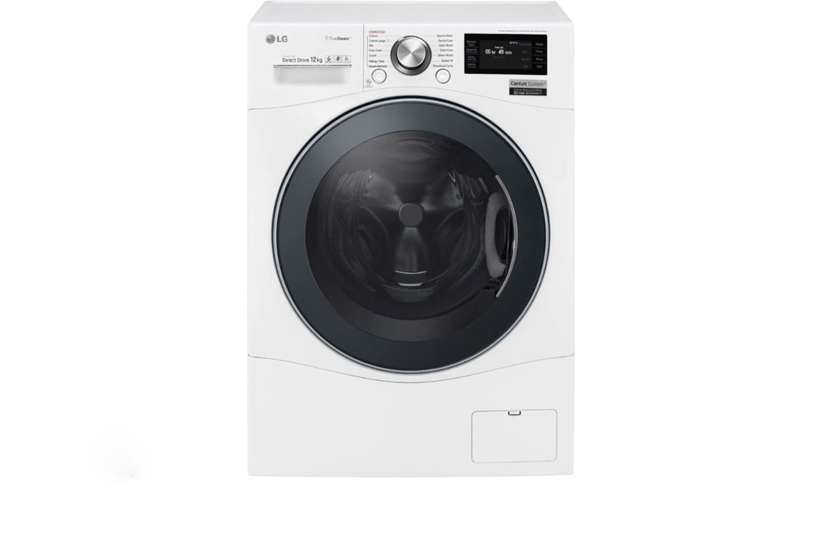 Vy framifrån av 12 kg Tvättmaskin(Vit) - True Steam™, Energiklass A, TurboWash™, Smart Diagnosis™ med Wi-Fi FH6F9BDS2
